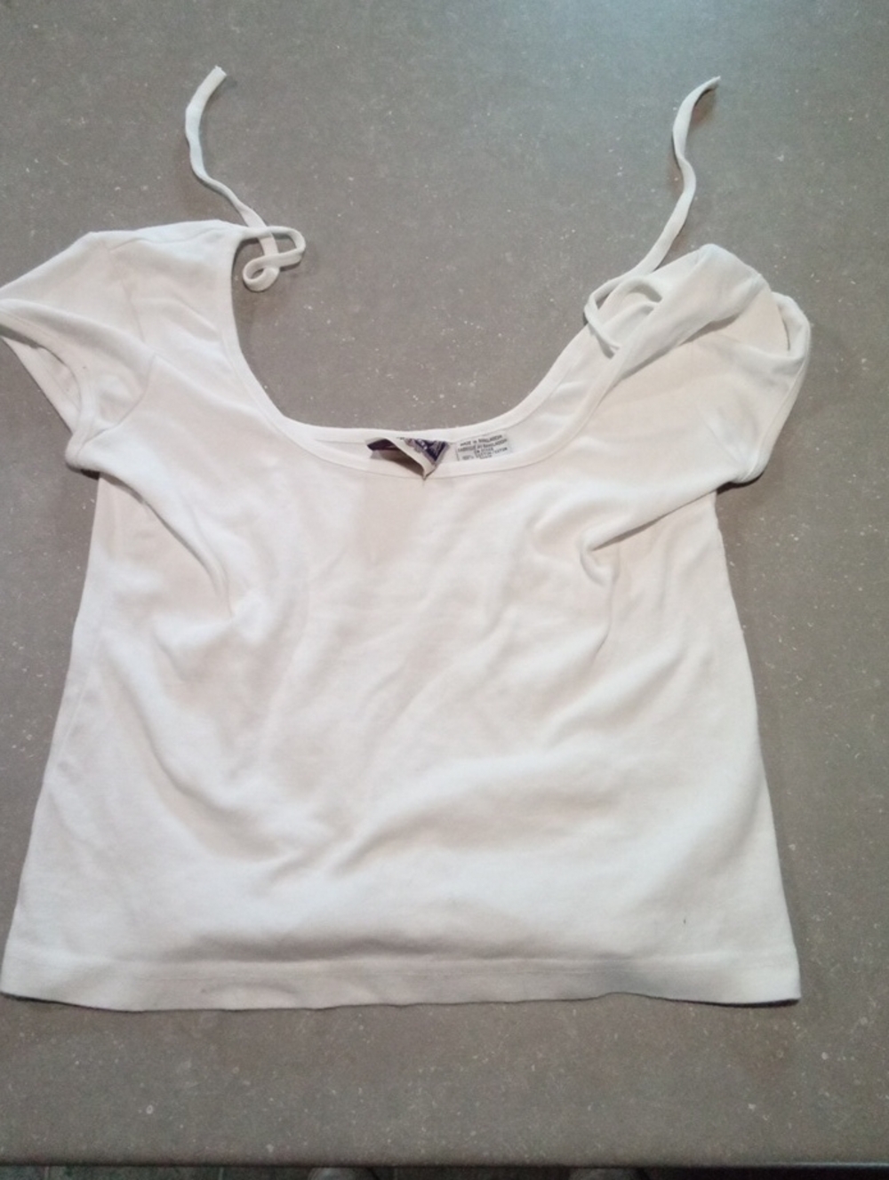 Nevada Jeans Wear. White Tie-Shoulder Scoop Neck Crop Top